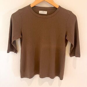 imogene + willie Brown Fitted 3/4 Sleeve T-Shirt